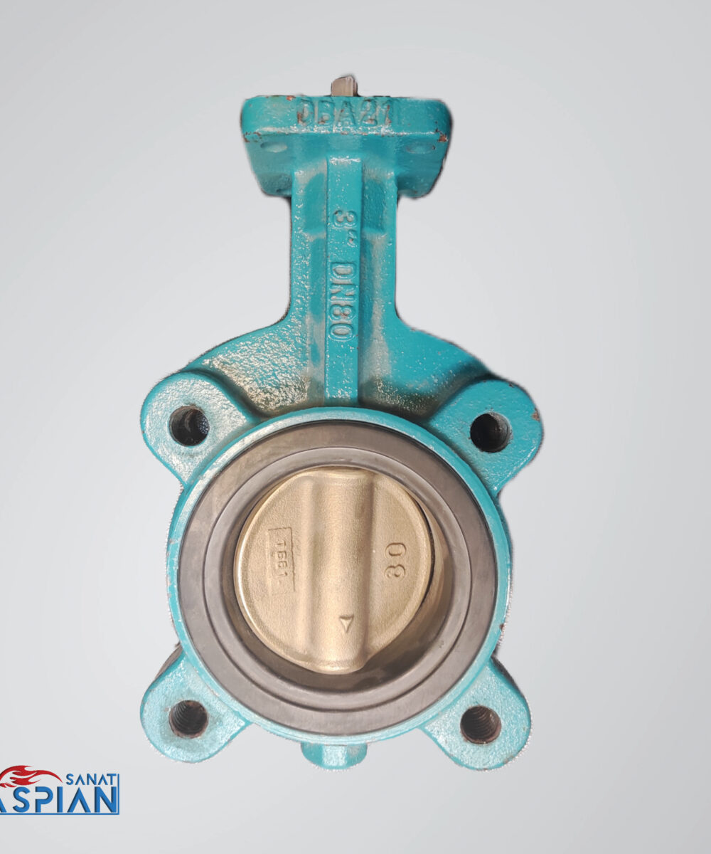 شیر پروانه ای لاگ دیسک آلمینیوم برنز با قابلیت نصب اکچیتور برای آب شور(Log butterfly valve )