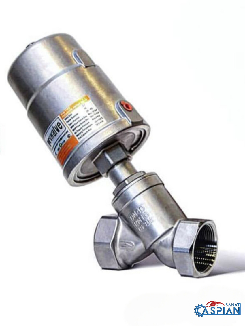 انگل ولو پنوماتیکیpruwalveشیر زاویه ای استیل مخصوص بخار و سیالات صنعتی